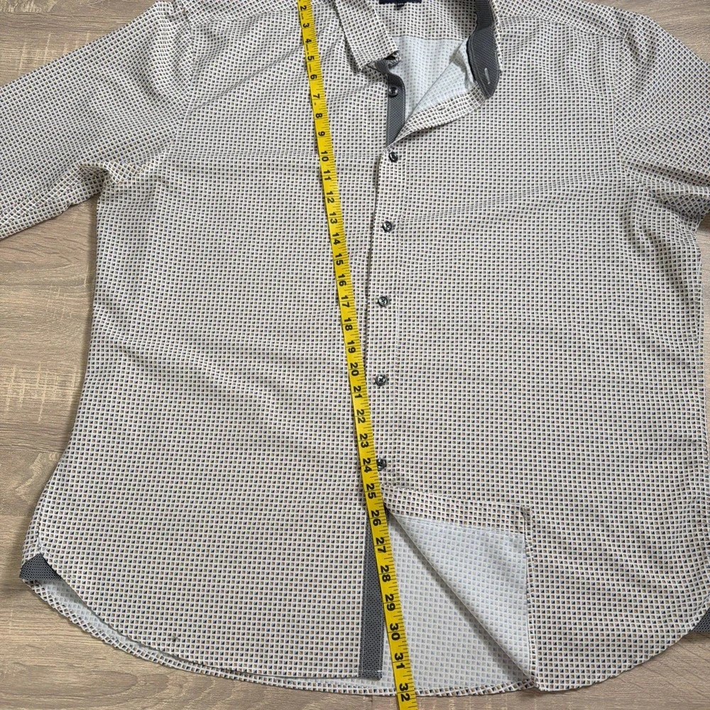 Con.Struct XXL Mens Shirt 4 Way Stretch Geometric‎ Design Slim Poly Spandex
